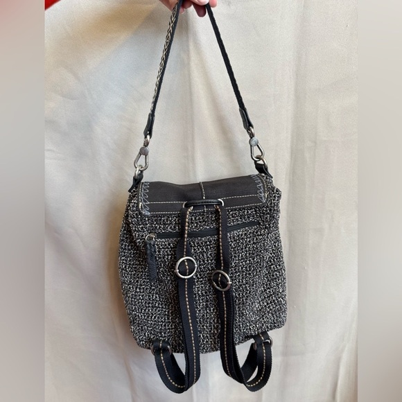 The Sak Avalon Black Gray Crochet Knit Convertible Backpack main image 8